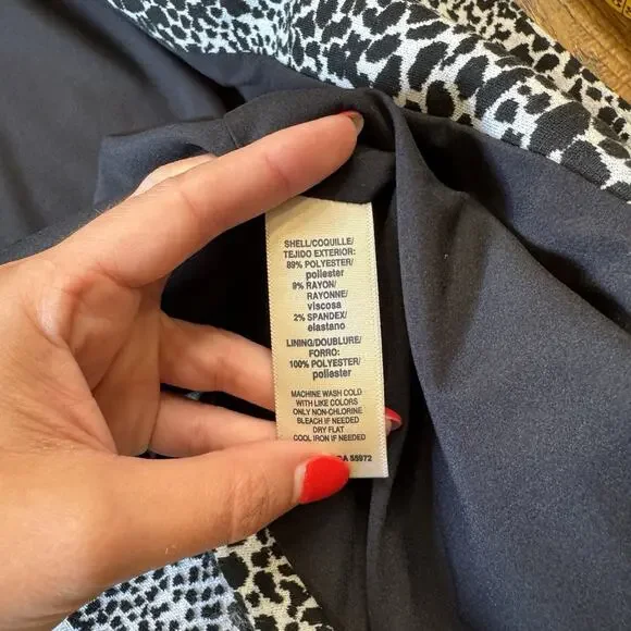 Rafaella Knit Open Front Cardigan Jacket Leopard Animal Print Black White Sz L - Picture 5 of 5